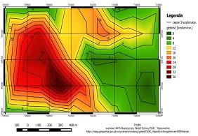Problem z wyświetleniem zdjęcia: „Mapa izarytmiczna przedstawiająca gęstość wąwozów”